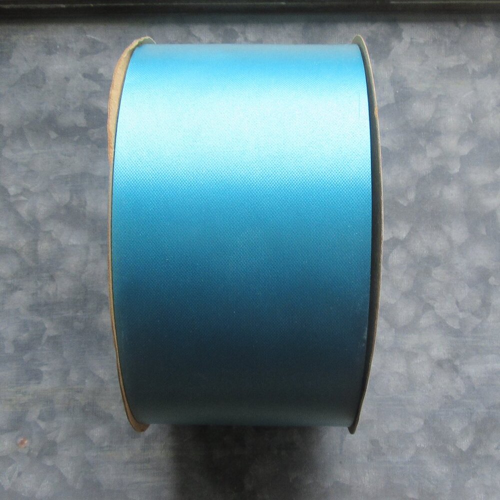 New Berwick Offray Flora-Satin unopened roll 2.75 in x 100 yd turquoise ribbon